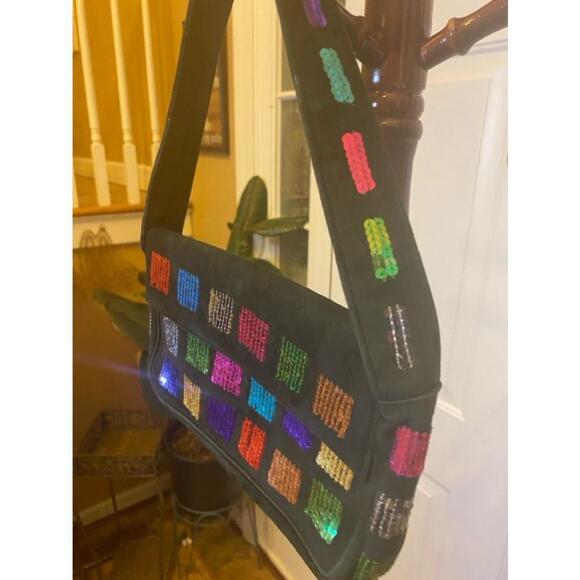 Women's Wilsons Black Sequin & suede Handbag - Picture 2 of 6